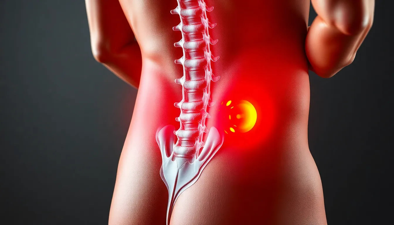 Anzeichen eines Bandscheibenvorfalls im unteren Rücken erkennen - Illustration