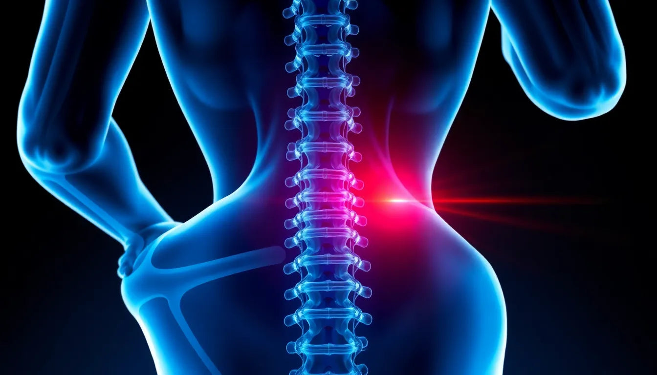 Symptome eines bandscheibenvorfalls in der lendenwirbelsäule erkennen und verstehen - Illustration