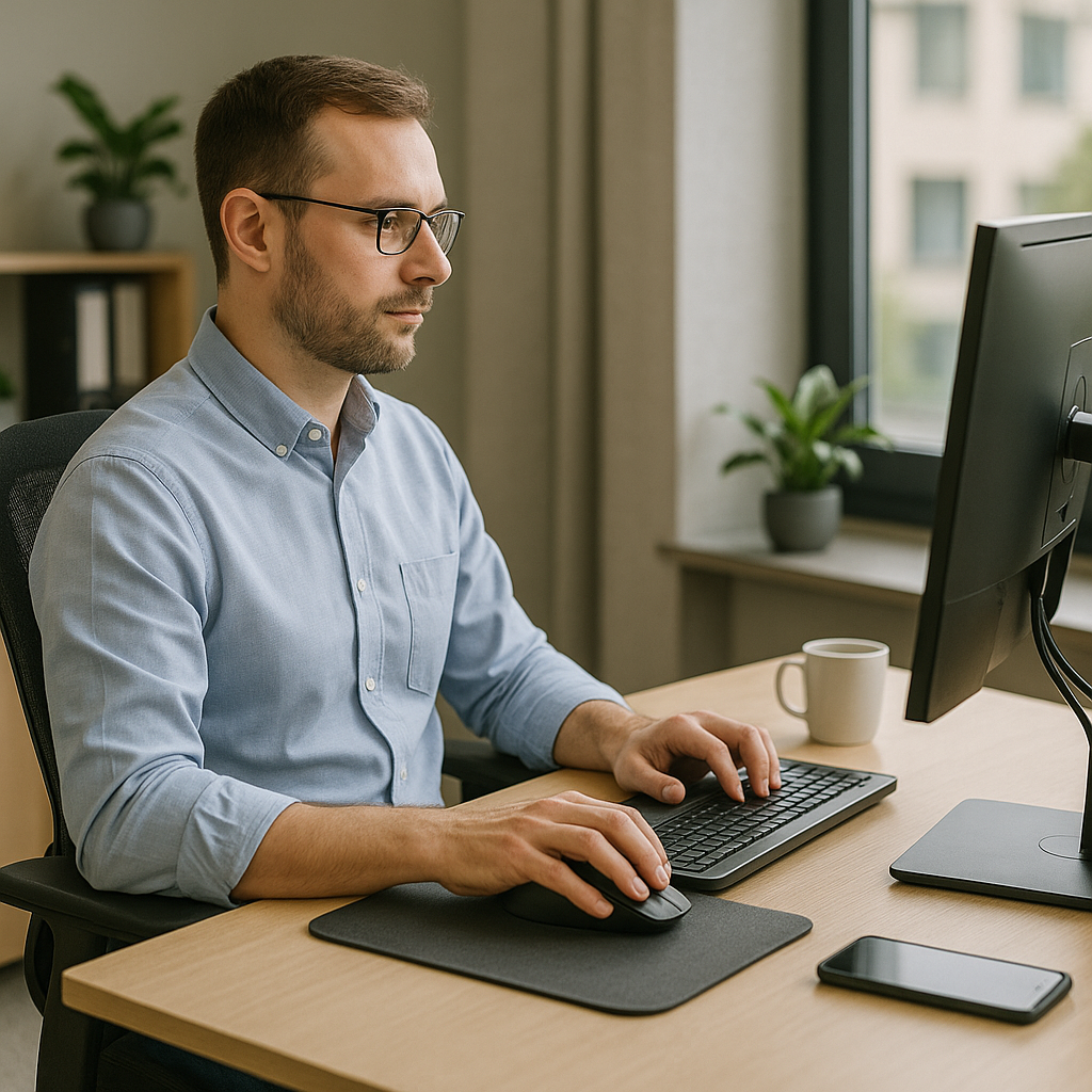 Ergonomisch arbeiten leicht gemacht: So optimieren Sie Ihren Büroarbeitsplatz - Illustration