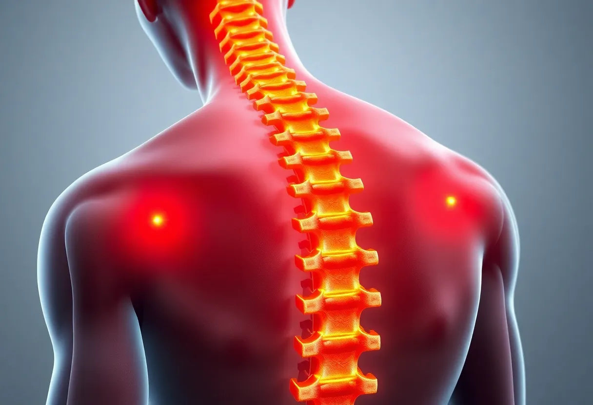 Erkennen und lindern: bandscheibenvorfall im oberen rücken verstehen - Illustration