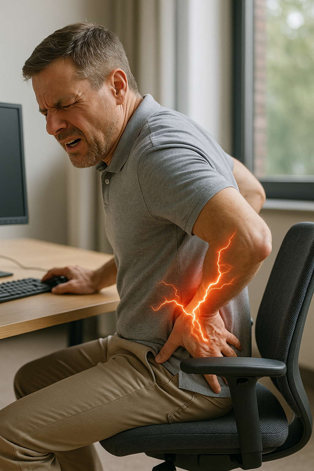 Ergonomische Lösungen gegen elektrisierende Schmerzen in der Lende entdecken - Illustration