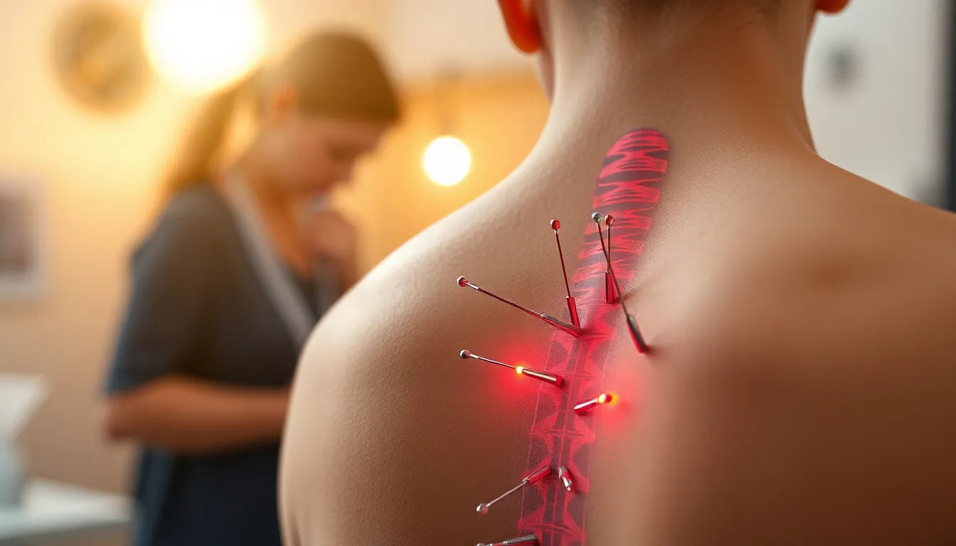 Akupunktur als sanfte Lösung bei Bandscheibenvorfall schmerzen - Illustration
