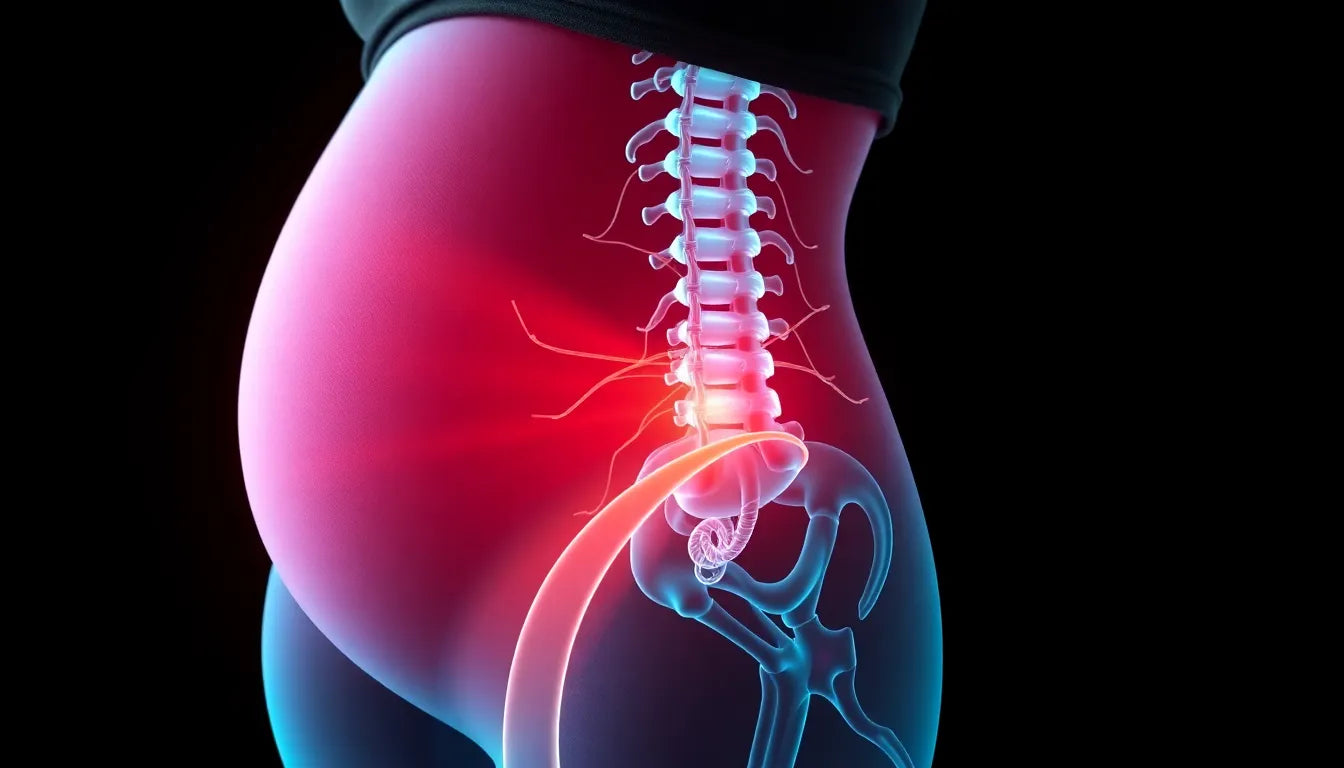 Schwanger und Ischias Schmerzen Linderung finden - Illustration