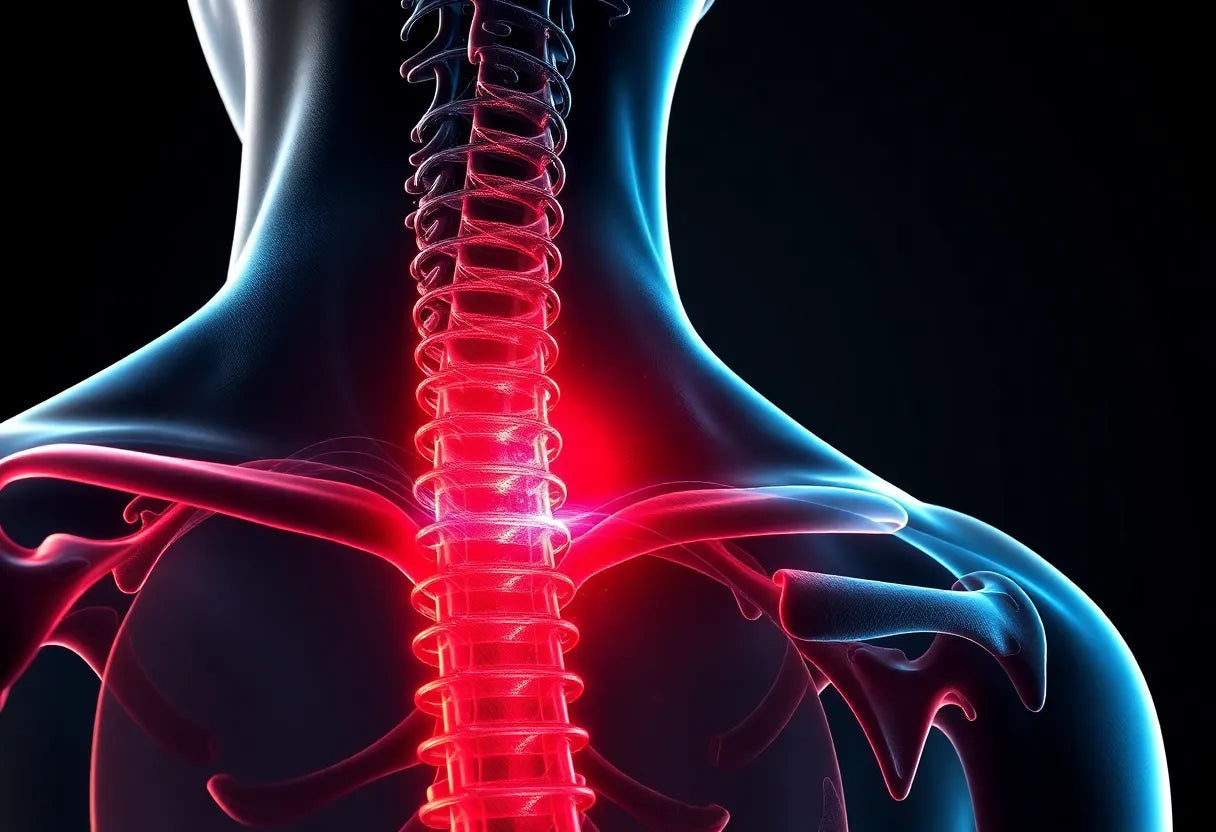 Schmerzfrei zwischen den Schulterblättern: Lösungen bei Bandscheibenvorfall - Illustration