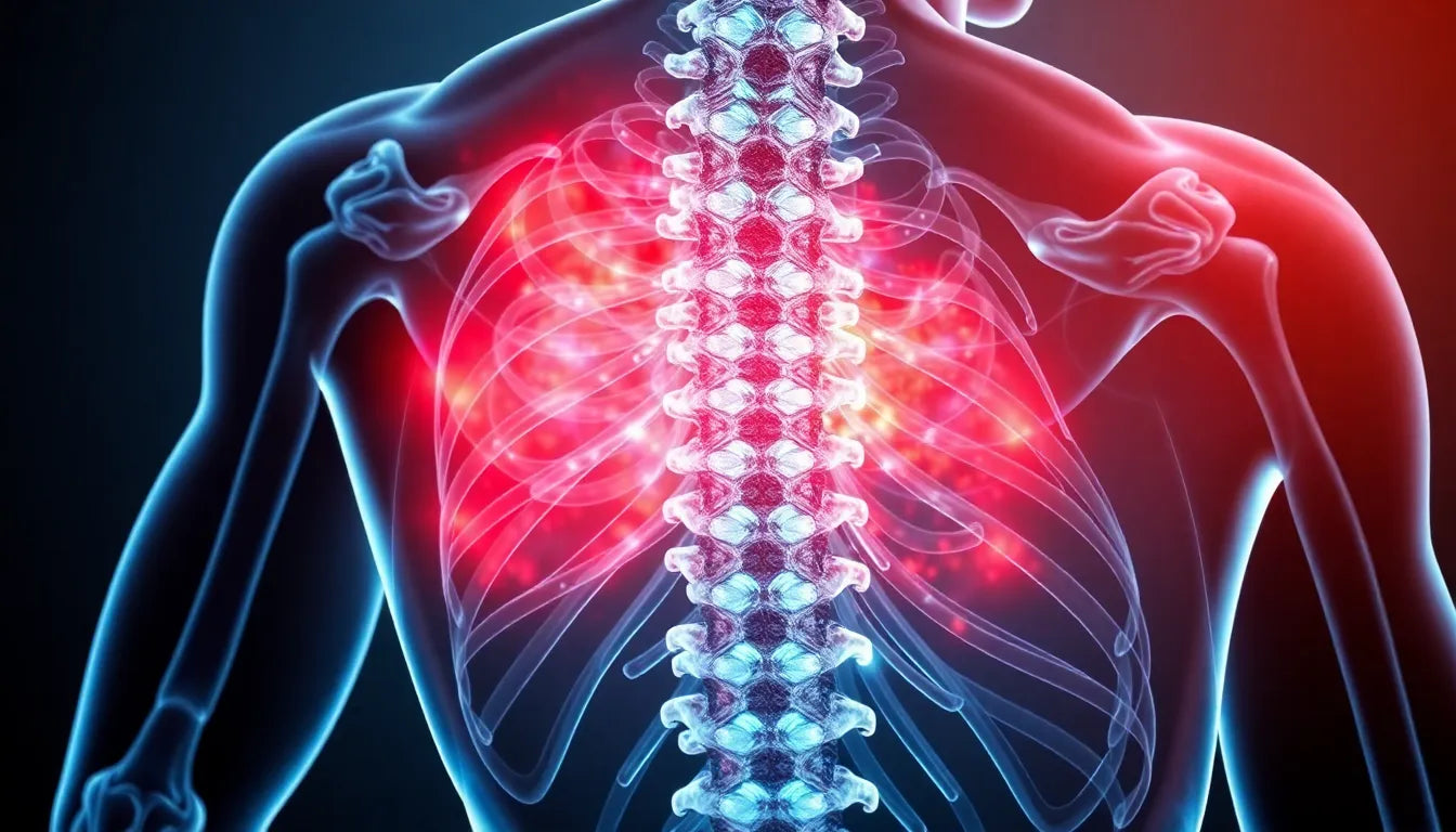 Schmerzfreier leben: effektive Lösungen für einen bandscheibenvorfall im oberen rücken - Illustration