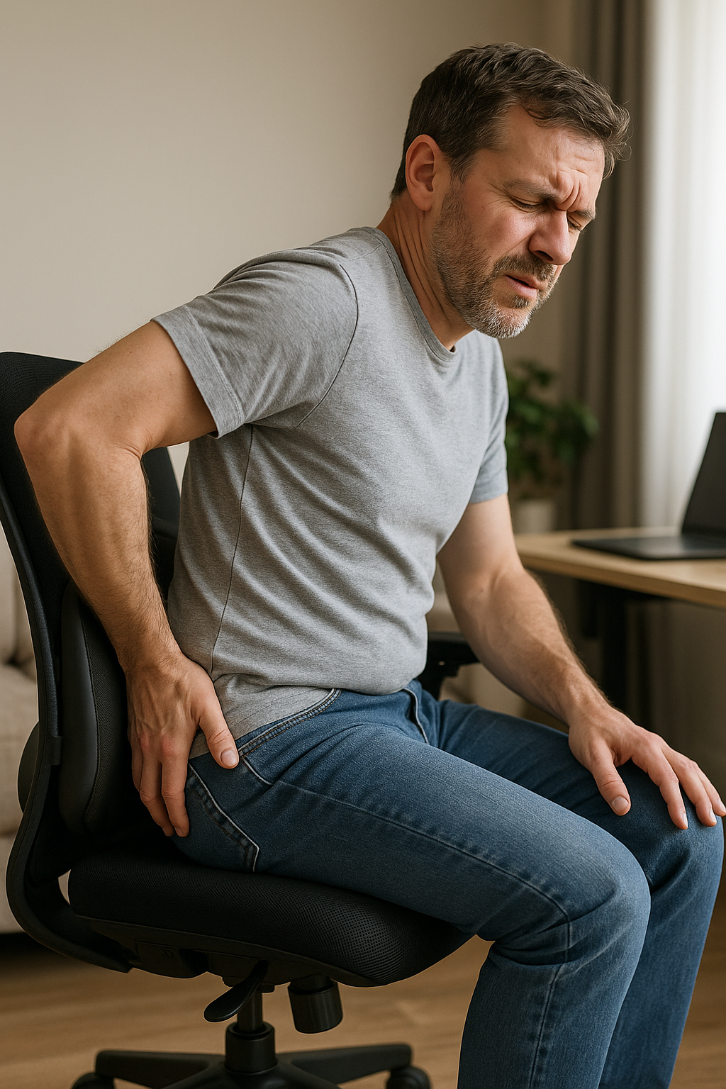 Schmerzfrei sitzen: Tipps gegen Gesäßbeschwerden im Büroalltag - Illustration