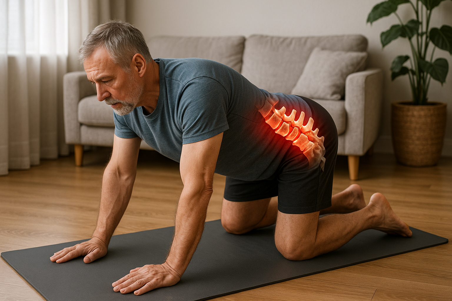 Übungsleser entdecken effektive Übungen gegen Facettensyndromschmerzen - Illustration