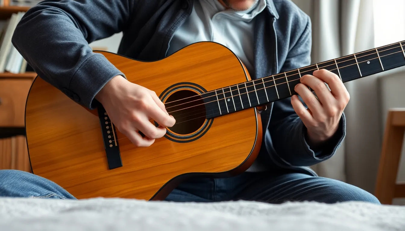 Rückenschmerzen beim Gitarrespielen vermeiden: Tipps und Lösungen für Musiker - Illustration