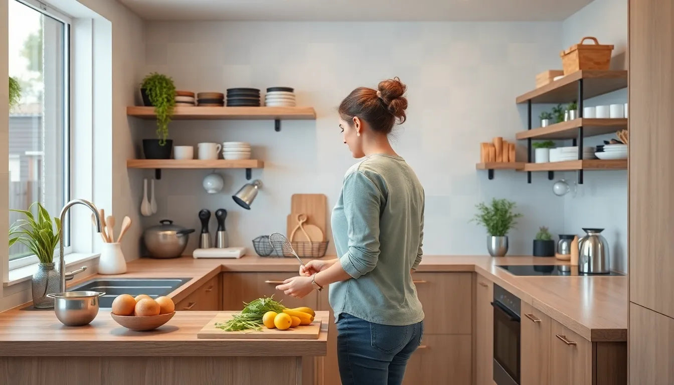 Ergonomie in der küche: so gestalten Sie Ihren Arbeitsplatz rückenschonend und effizient - Illustration