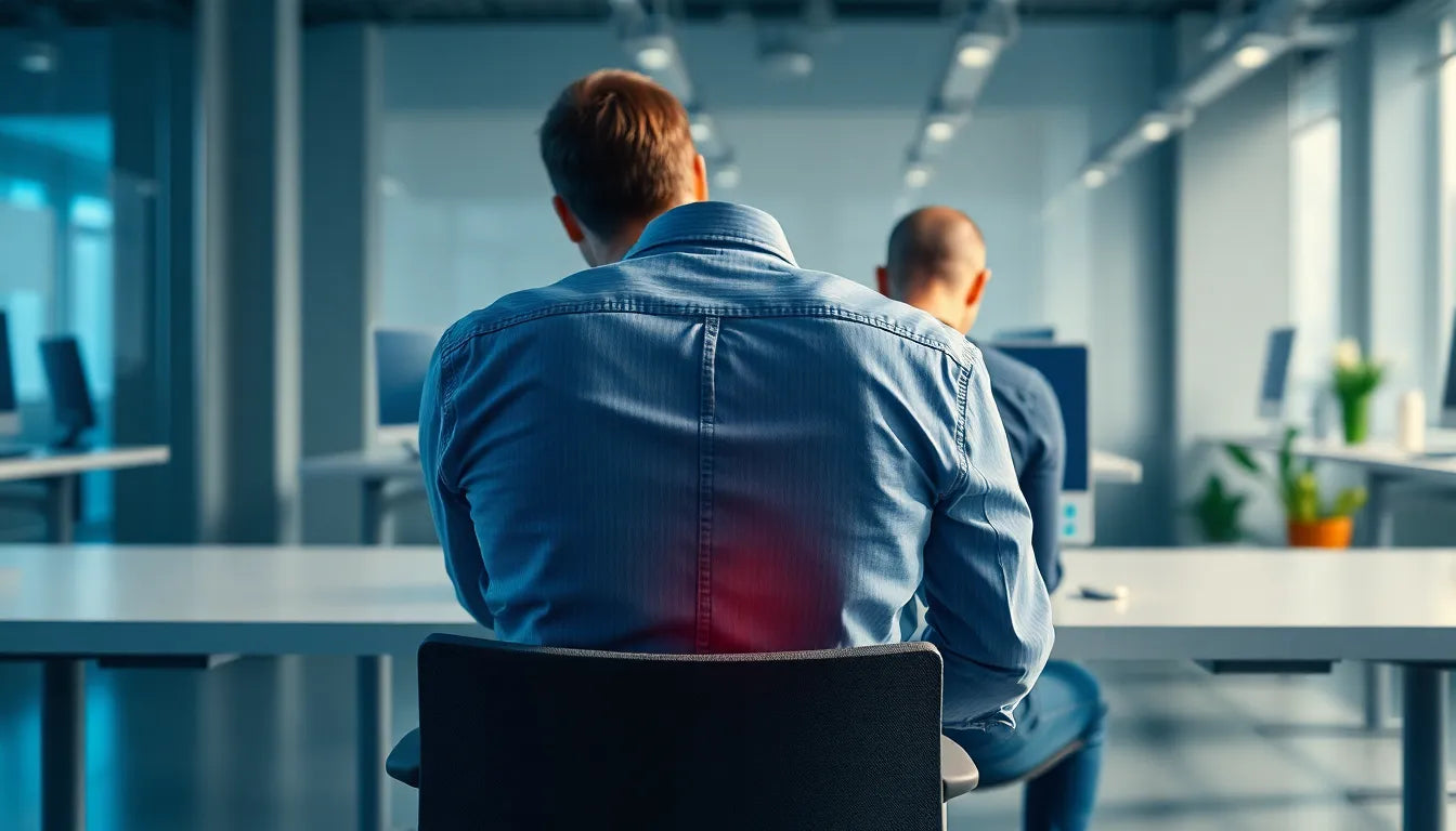 Linderung für deinen schmerzenden Rücken im Sitzen finden - Illustration