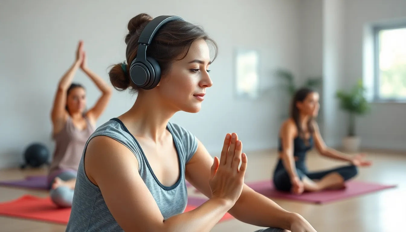 Übungsleser finden Harmonie: Dehnübungen mit Musik für Körper und Geist - Illustration