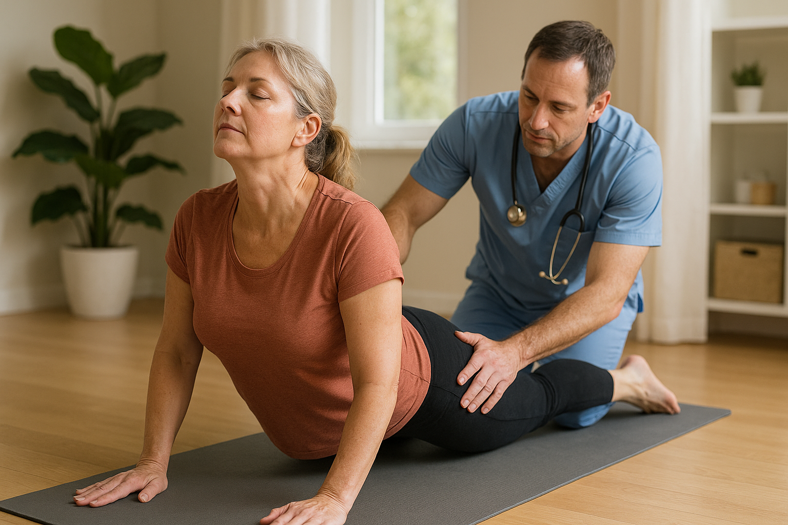 Sanfte Yoga-Wege zur Linderung von Bandscheibenvorfällen entdecken - Illustration