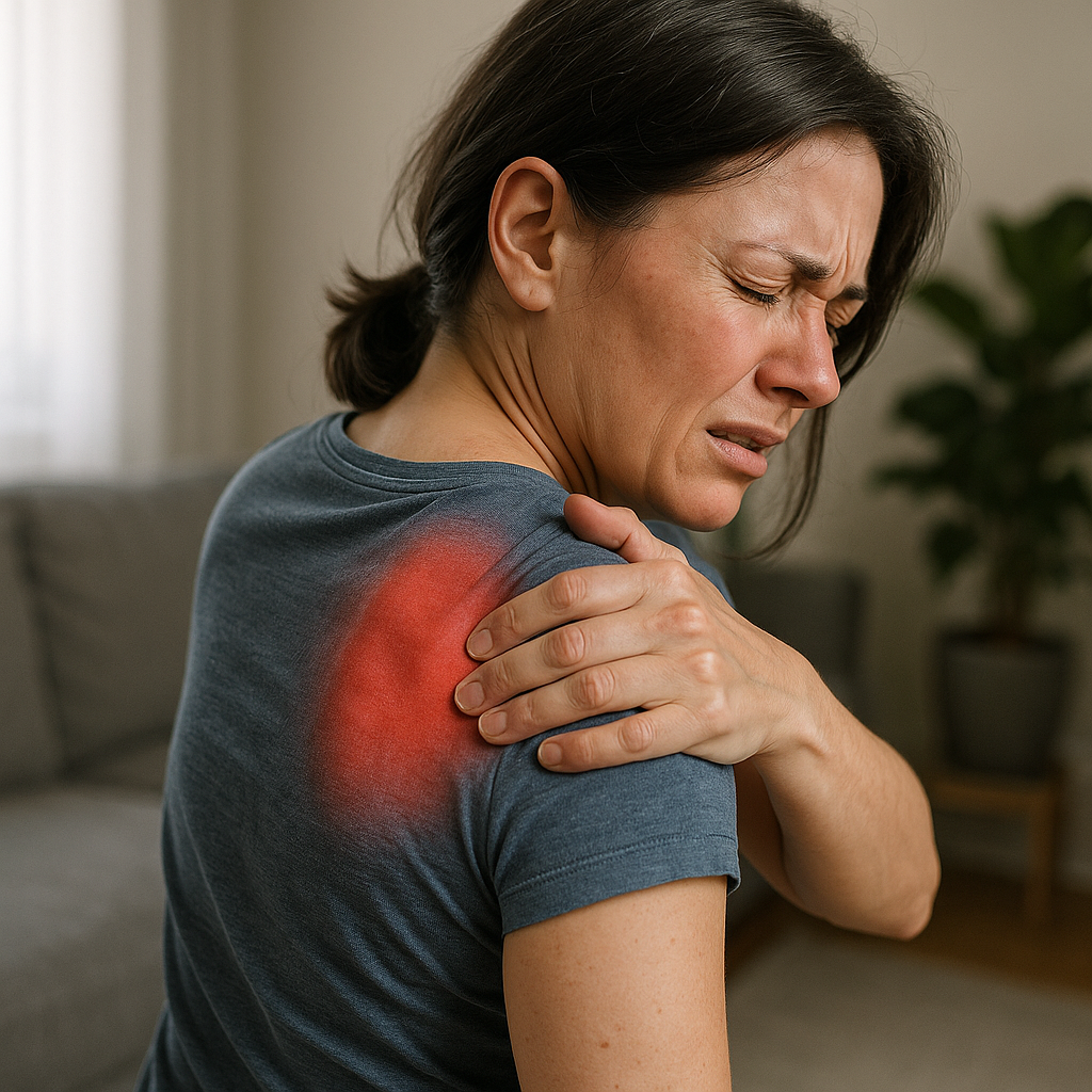 Übungsleser: einfache Übungen gegen schulterblatt schmerzen für zu Hause - Illustration