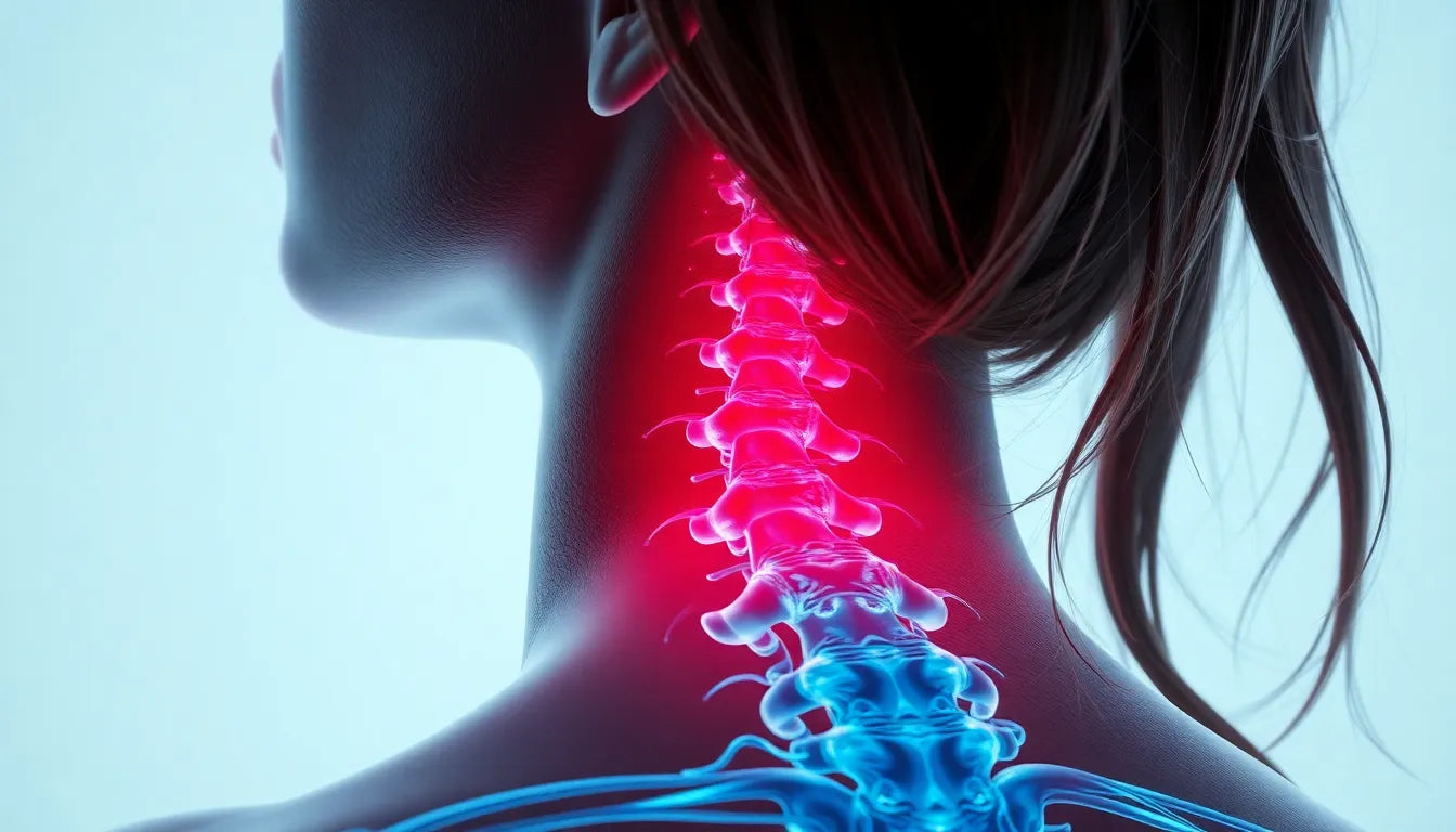 Erkennen Sie die Warnsignale eines Bandscheibenvorfalls in der HWS - Illustration
