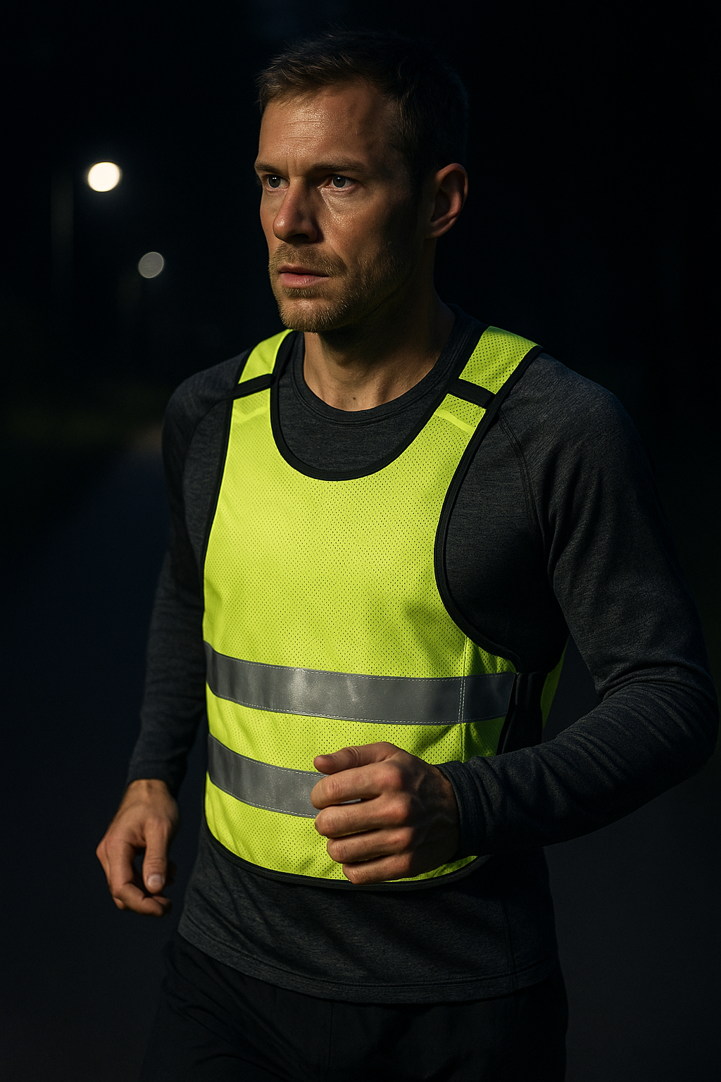Sicher joggen bei Dunkelheit mit der perfekten reflektierenden laufweste - Illustration