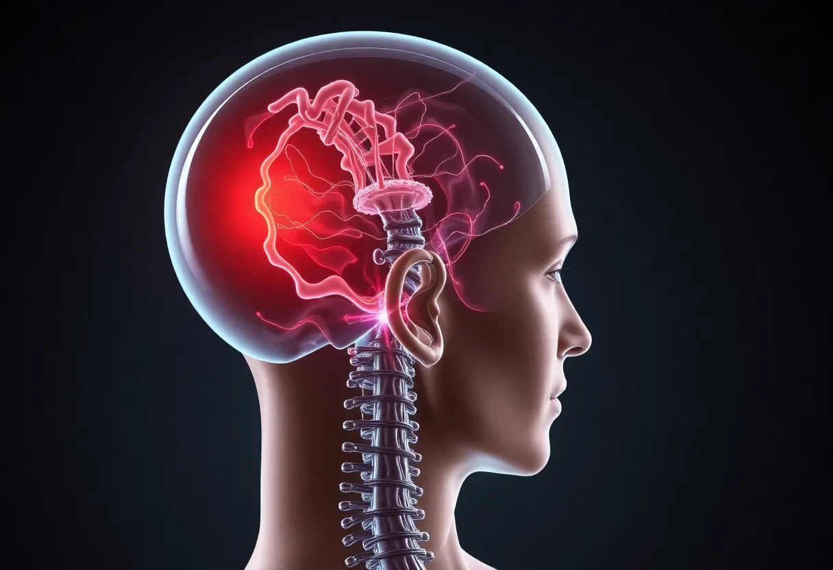 Linderung von Kopfschmerzen durch Nackenbandscheibenvorfall: Ursachen und Lösungen entdecken - Illustration
