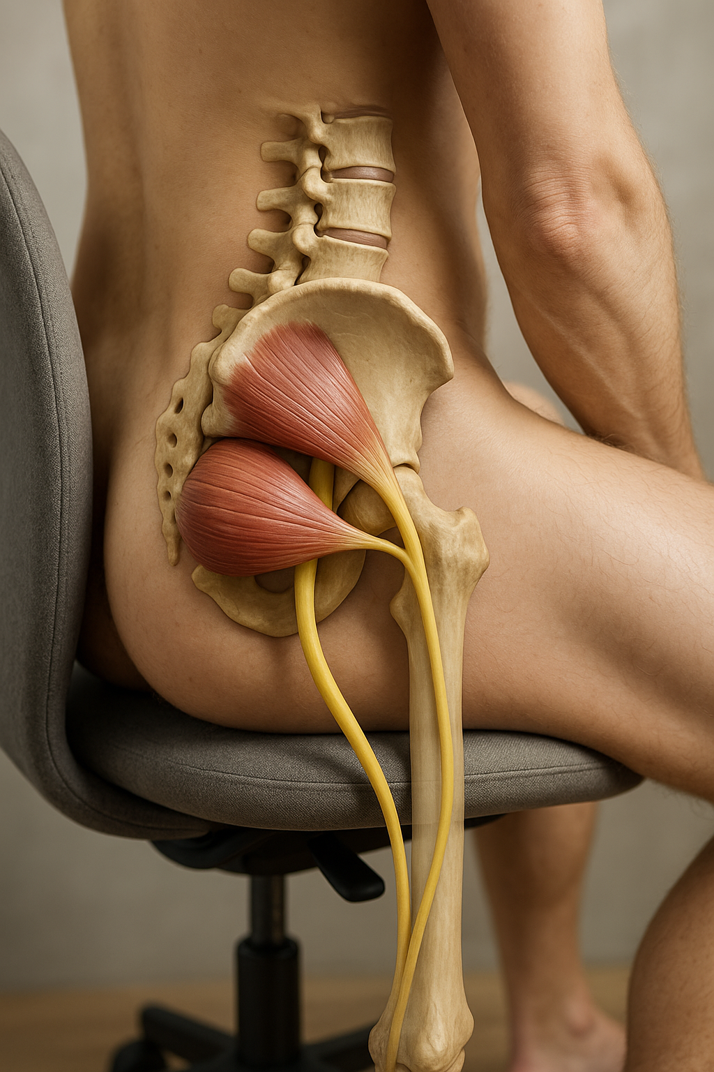 Piriformis muskel: der versteckte Schlüssel zu Schmerzfreiheit und Beweglichkeit - Illustration