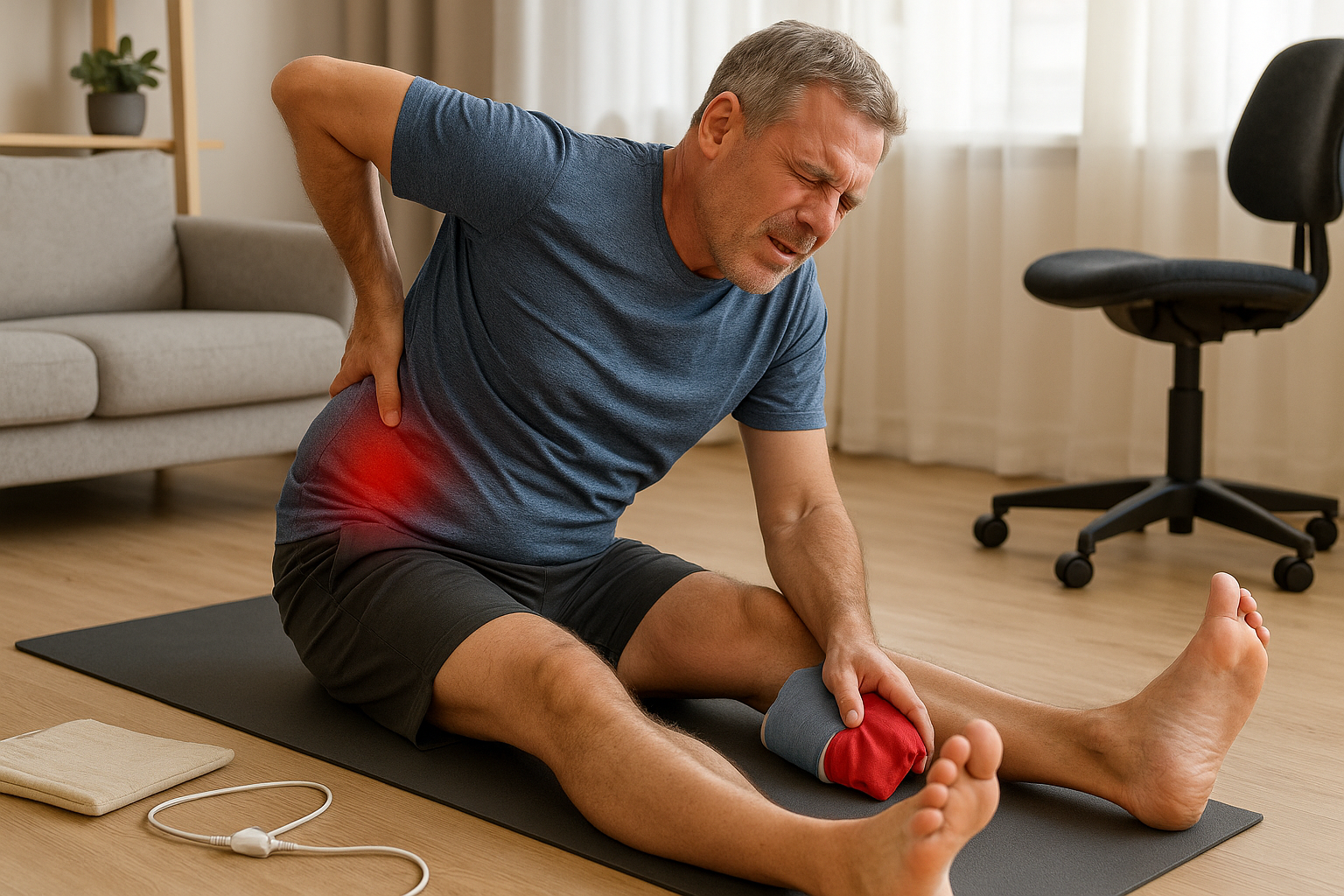 Übungsleser: effektive Übungen gegen einen eingeklemmten Nerv in der Hüfte - Illustration