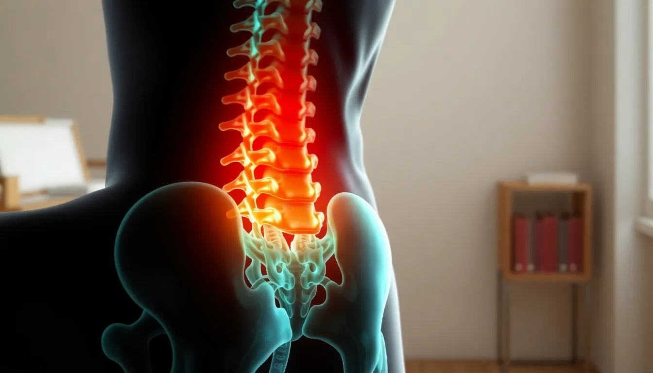 Erkenne die Warnsignale deines Körpers: Symptome eines Bandscheibenvorfalls im Kreuzbeinbereich - Illustration