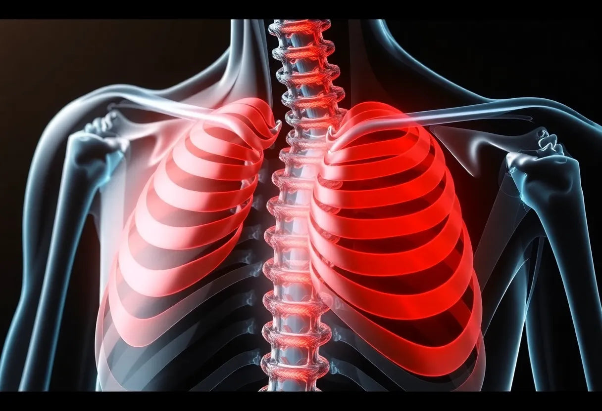 Symptome eines Bandscheibenvorfalls in der Brustwirbelsäule erkennen und verstehen - Illustration