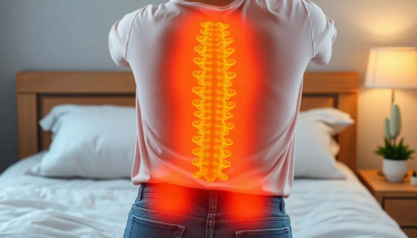 Schmerzen im unteren Rücken beim Aufstehen lindern: Tipps für einen schmerzfreien Start in den Tag - Illustration
