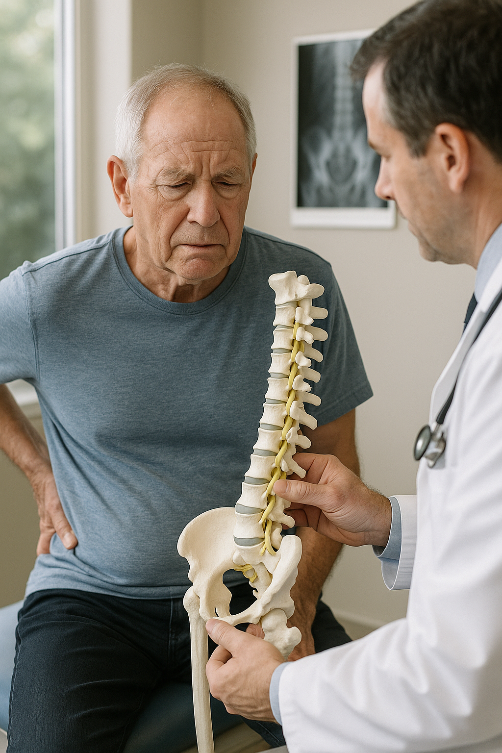 Verstehen Sie die Ursachen und Symptome der spinalstenose - Illustration