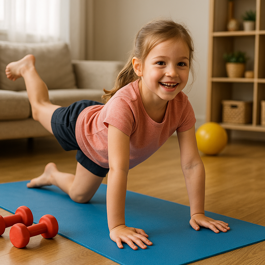 Spaß und Bewegung: wie Kinder mit einfachen Übungen fit bleiben - Illustration