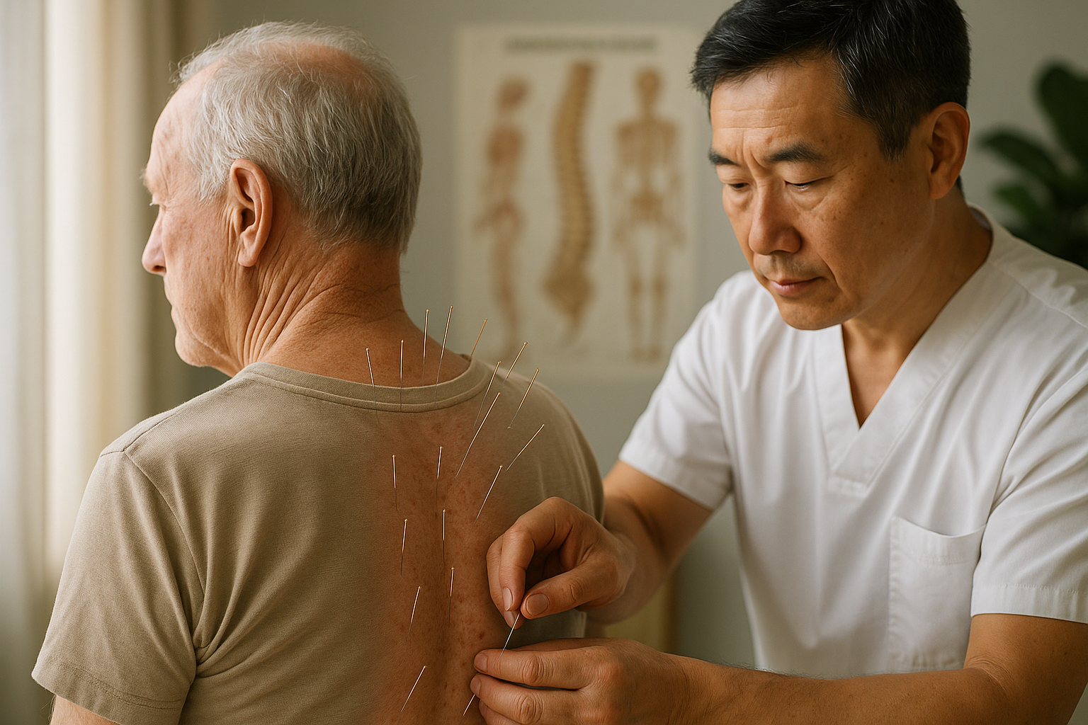Akupunktur bei spinalstenose: sanfte Nadeln gegen den Schmerz - Illustration