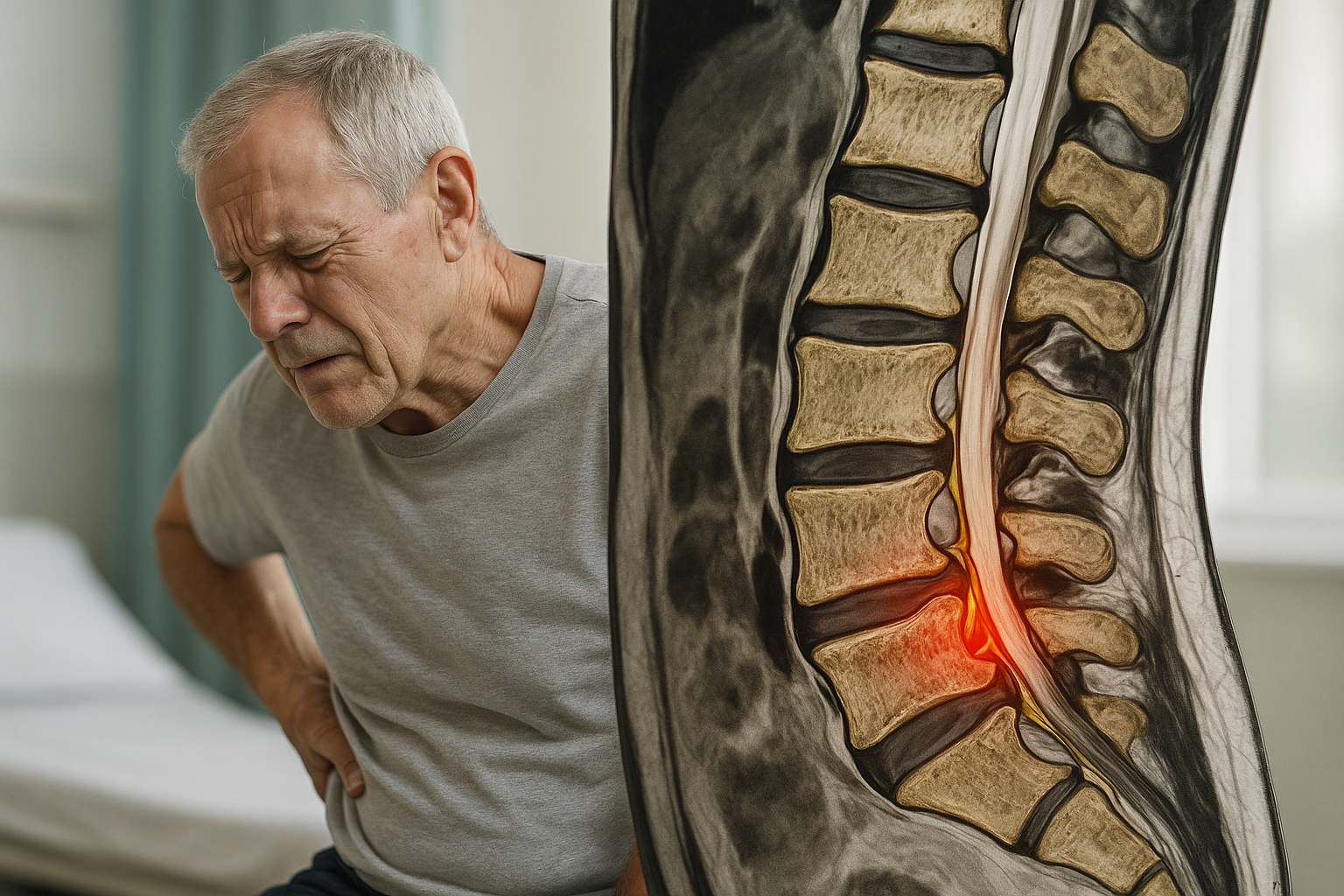 Verstehen Sie die Spinalstenose: Ursachen, Symptome und Lösungen für ein schmerzfreies Leben - Illustration