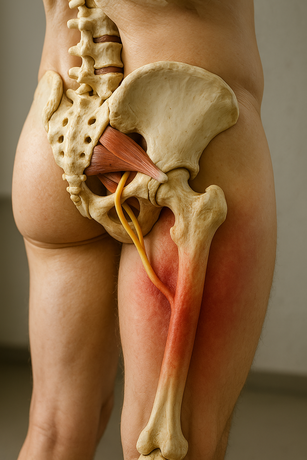 Piriformis: Der oft übersehene Muskel bei Hüft- und Gesäßschmerzen - Illustration