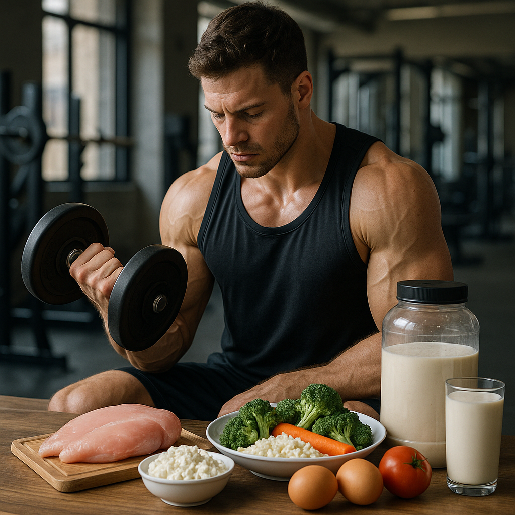 Krafttraining und ernährung: der perfekte Weg zu mehr Muskelmasse und Energie - Illustration