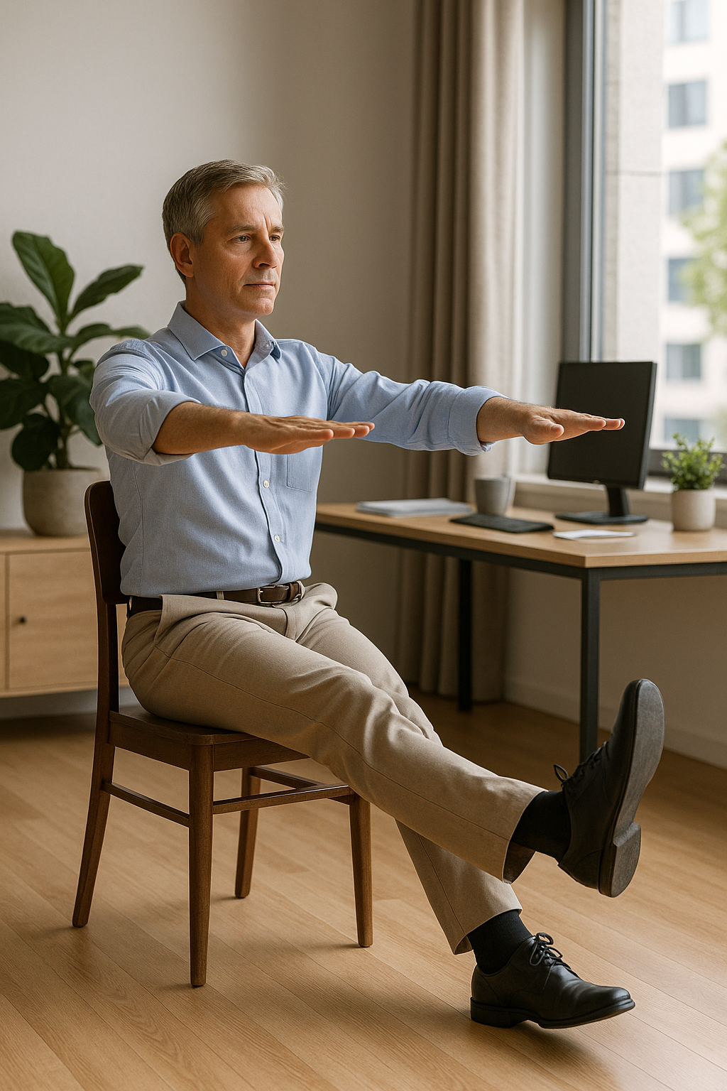 Stuhl pilates: sanfte Übungen für mehr Beweglichkeit im Alltag - Illustration