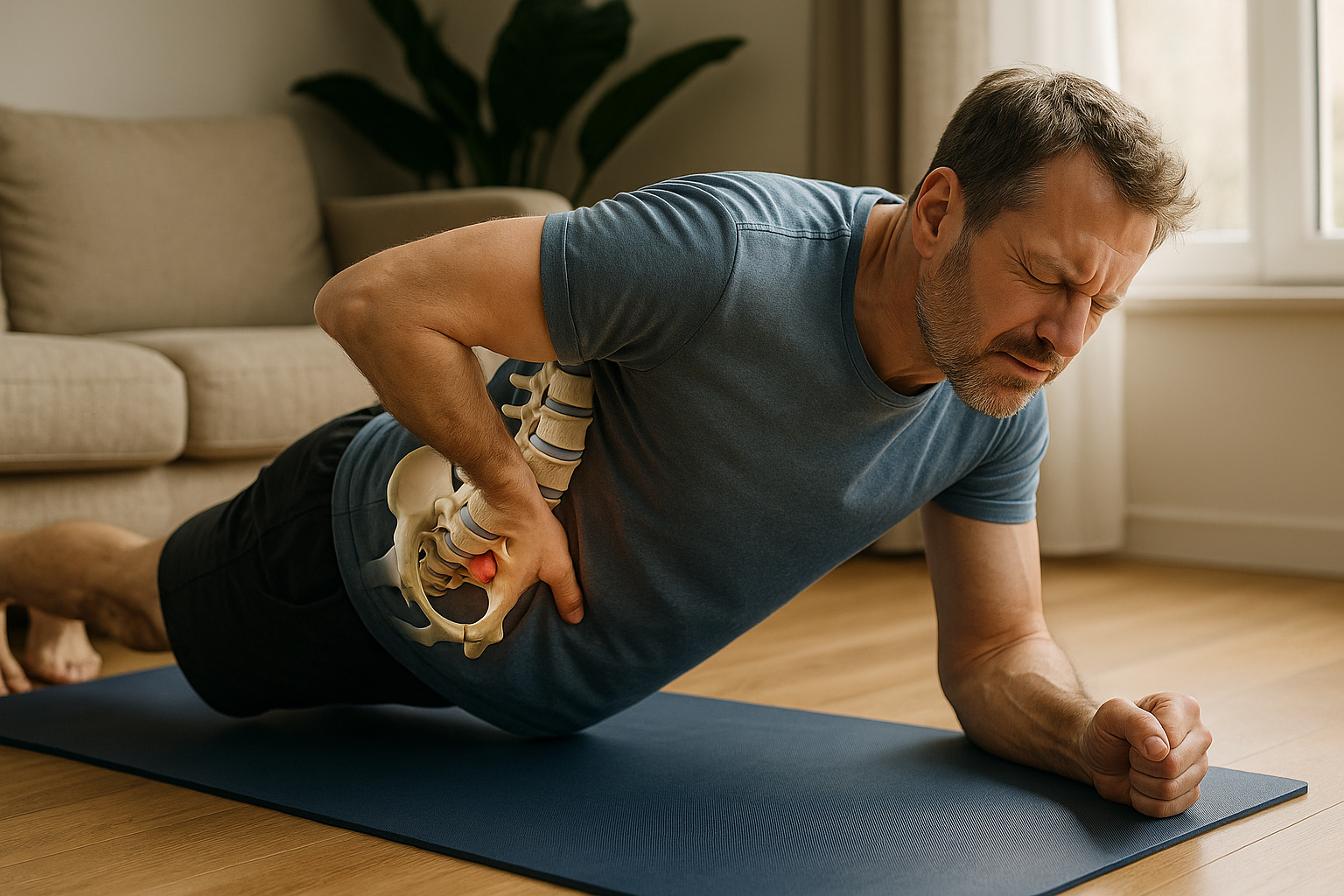 Linderung für den Rücken: Effektive Übungen bei Bandscheibenvorfall in der Lendenwirbelsäule - Illustration