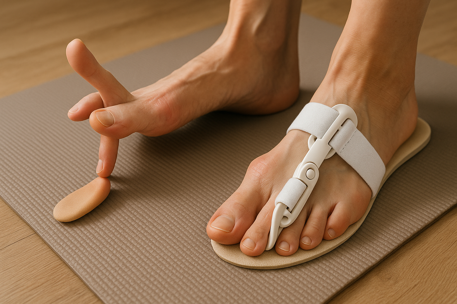 „Übungsleser entdecken hallux valgus øvelser für schmerzfreie Füße“ - Illustration