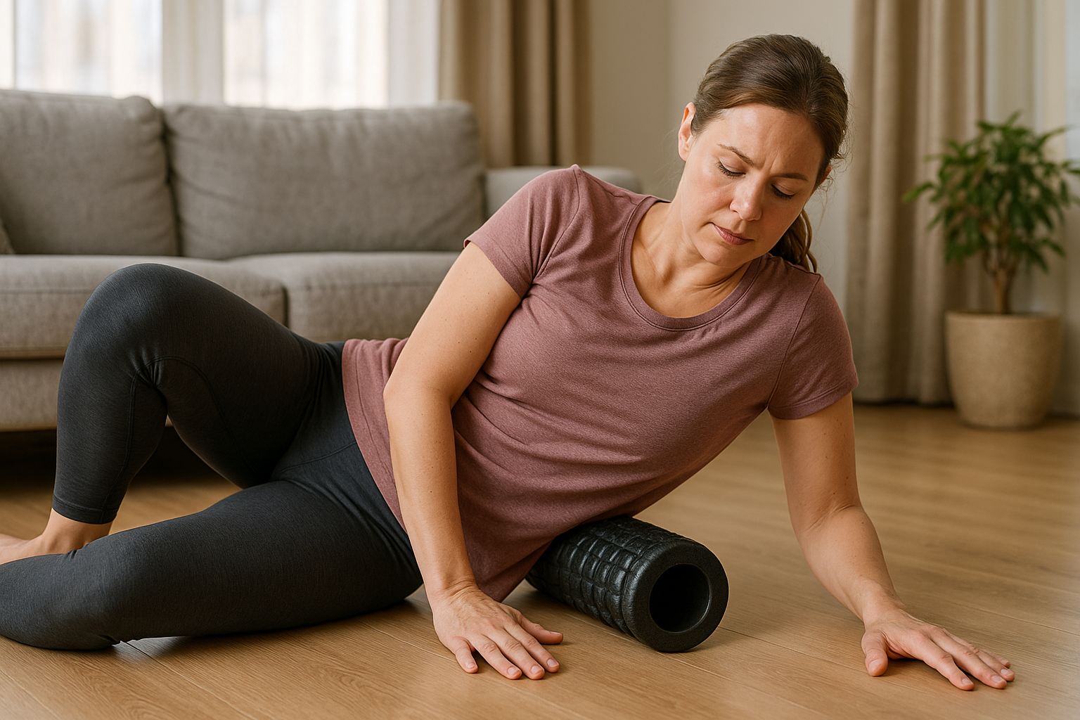 Übungen mit dem foam roller für eine entspannte Hüfte - Illustration