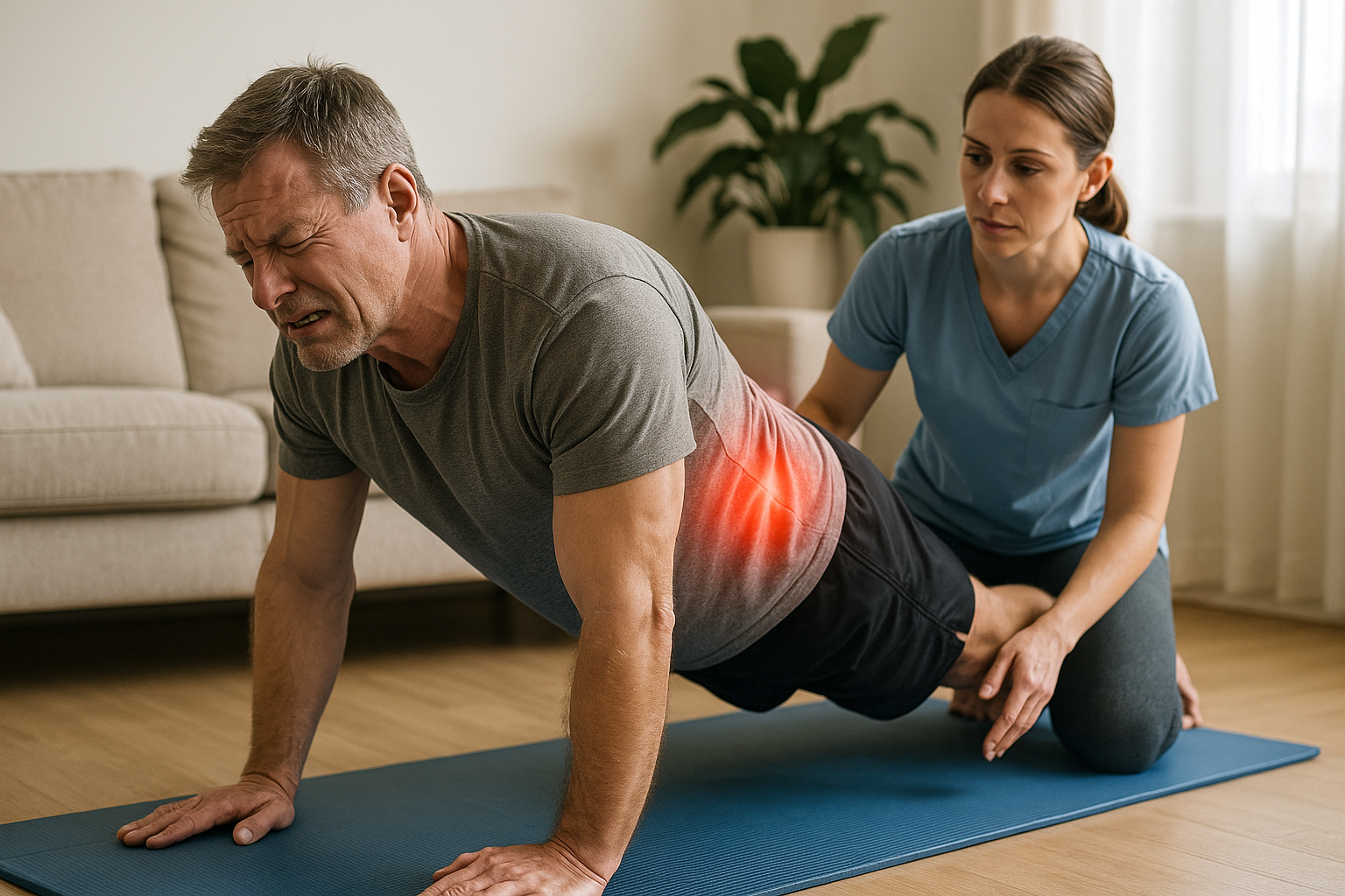 Linderung für die Lendenwirbelsäule: effektive Übungen bei Bandscheibenvorfall - Illustration