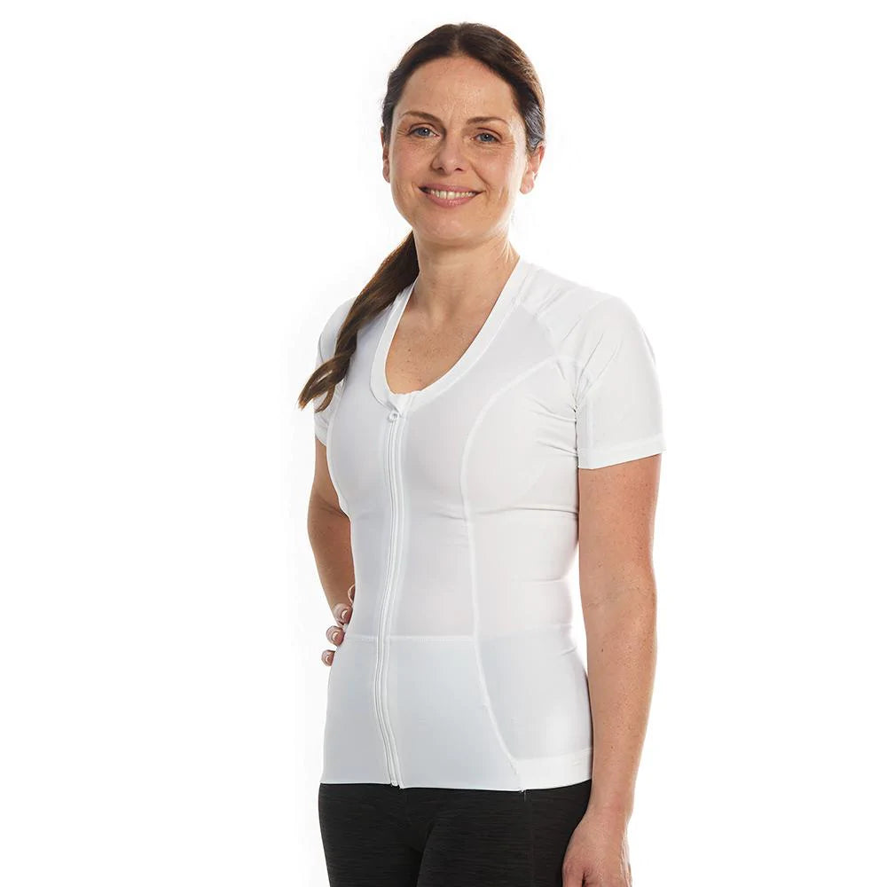 weiß womens posture shirt mit zip